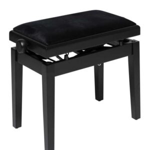 BANQUETTE PIANO HYDRAULIQUE PBH390BKPSBK STAGG NOIR BRILLANT AVEC PELOTE EN VELOURS NOIR IGNIFUGEE