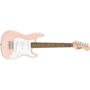GTR ELECT 037-0121-556 SQUIER BY FENDER ROSE Mini Stratocaster®, Laurel Fingerboard, Shell Pink / 0370121556 /SQ MINI STRAT LRL SHP