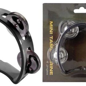TAMBOURIN MINI TAB-MINI/BK STAGG AVEC 4 CYMBALETTES NOIR