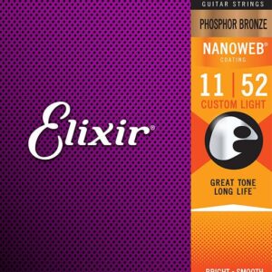 JC FOLK 11-52 16027 ELIXIR NANOWEB Custom Light Acoustic PHOSPHOR BRONZE