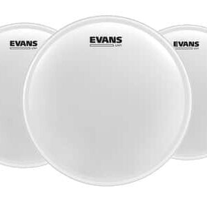 PACK FUSION EVANS UV1 PEAUX SABLEE 10&Prime; 12&Prime; 14&Prime; ET PEAU FRAPPE CAISSE CLAIRE 14&Prime; UV1 SABLEE