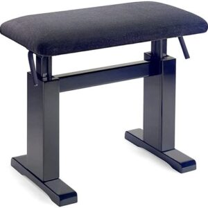 BANQUETTE HYDRAULIQUE HAUTEUR REGLABLE STAGG PBH780BKMVBK Banquette hydraulique Noire piano- Pelote velours noir- H 46,5 à 59 cm