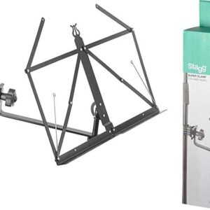 PUPITRE PLIABLE SCL-MUS STAGG AVEC BRAS ET PINCE DE SERRAGE POUR SAND ET SEDIGN LYRE