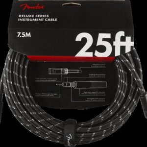 CABLE INSTRUMENT 099-0820-075 FENDER DELUXE 7.5M 25ft TWEED BLACK DROIT/DROIT