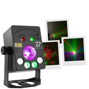 JL LIGHTSHOW-BAT BOOMTONE DJ SUR BATTERIE EFFET LASER STROBE COULEUR 4EN1 BOOLIGHTSHOWBAT