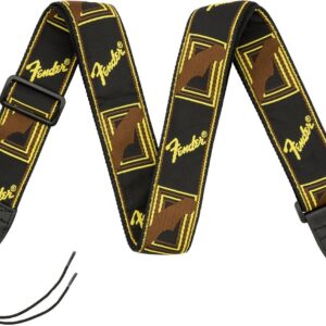SANGLE 099-0681-000 FENDER MONOGRAMME NOIR/JAUNE/MARRON 0990681000 2&Prime; Monogrammed Strap, Black/Yellow/Brown