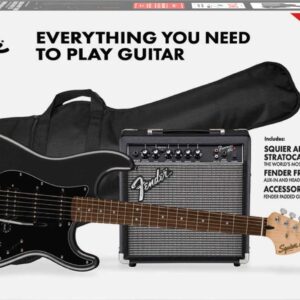 GTR ELECT PACK 037-2821-669 FENDER Affinity Stratocaster HSS Pack, Laurel Fingerboard, Charcoal Frost Metallic, Gig Bag, 15G