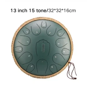 HANDPAN THL LOTUS DRUM THL15-13 STONE GREEN HLURU 15 NOTES 13&Prime; ACIER AU CARBONE