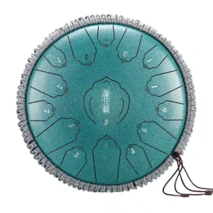 HANDPAN TWL LOTUS DRUM TWL15-14 MALACHITE HLURU 15 NOTES 14&Prime; ACIER AU CARBONE