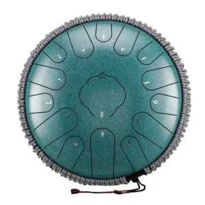 HANDPAN TWR LOTUS DRUM TWR15-14 MALACHITE HLURU 15 NOTES 14&Prime; ACIER AU CARBONE