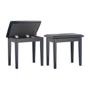 BANQUETTE CLAVIER NOIRE PBF23BKPSBK STAGG HIGH GLOSS + TOP VINYL AVEC COMPARTIMENT POUR PARTITIONS