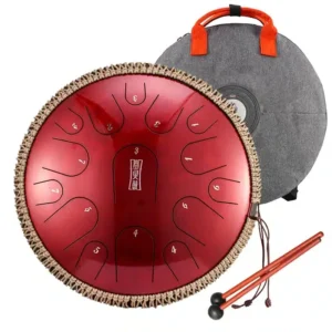 HANDPAN PREMIUM JEWEL DRUM TBP15-14 RED HLURU 15 NOTES 14&Prime; ACIER MICRO-ALLIE