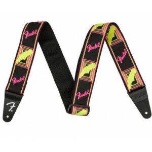 SANGLE 099-0681-304 FENDER MONOGRAMME NEON Jaune/Rose 0990681304 Neon Monogrammed Strap, Yellow/Pink