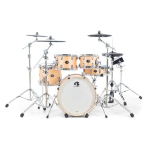 BATTERIE 5 FUTS GEWA G9-PRO5-SE KG56565 SATIN NATURAL – TOM 1 ET TOM 2 – TOM BASSES – CAISSE CLAIRE – GROSSE CAISSE – CYMBALES – MODULE G9 – STAND PACK – HARDWARE OPTION PEDALE ET SIEGE
