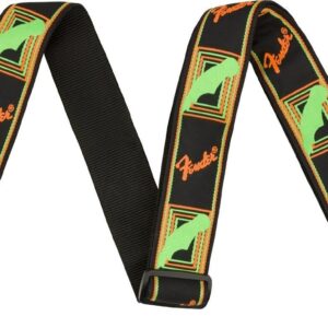 SANGLE 099-0681-301 FENDER MONOGRAMME NEON Vert/Orange 0990681301 Neon Monogrammed Strap, Green/Orange