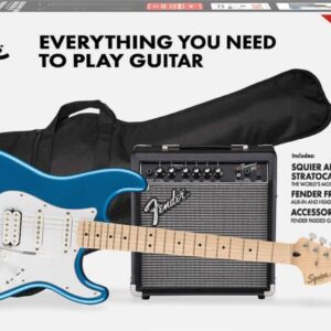 GTR ELECT PACK 037-2820-602 FENDER LPB Affinity Stratocaster HSS Pack, Maple Fingerboard,Lake Placid Blue, Gig Bag, 15G 0372820602 PK AF STRAT HSS MN LPB 230V EU