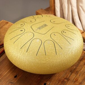 HANDPAN TWH LOTUS DRUM TWH13-12 GOLD HLURU 13 NOTES 12&Prime; ACIER AU CARBONE