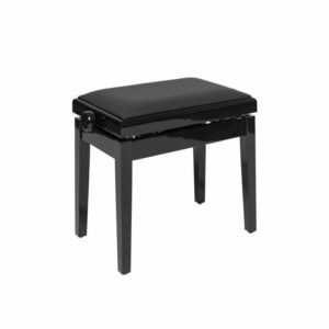 BANQUETTE DE PIANO HYDRAULIQUE PBH390BKPSBK NOIR MAT AVEC PELOTE EN VINYLE NOIR IGNIFUGEE