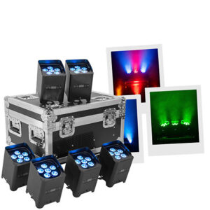 PACK 6 PROJECTEURS IZYGLOWSET MAC MAH IP65 LED 15W RGBWA-UV 6EN1 AVEC FLIGHTCASE MACIZYGLOWSET 100859