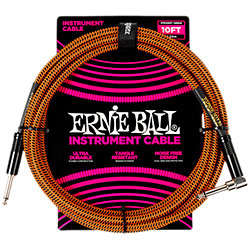 CABLE INSTRUMENT 6470 ERNIE BALL 3m JACK MONO MALE ORANGE ET NOIR EEB 6470 618780