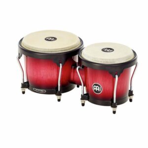 BONGO HB100WRB MEINL HEADLINER 6.75/8&Prime; BORDEAUX hévéa, peaux buffle, crochets 8 mm, cercles arrondis 2mm, accast. noir poudré, Wine Red Burst brillant