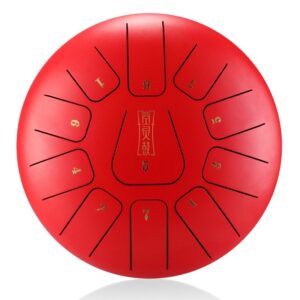 HANDPAN THF11-8RED LOTUS DRUM ROUGE HLURU 11 NOTES 8&Prime; ACIER AU CARBONE