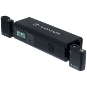 MICRO PROFILEWIRELESS SENNHEISER TOUT EN 1 700266 Comprend : 1 récepteur 2,4?GHz à 2?canaux, 2?microphones à pince, des accessoires, une barre de recharge et une pochette de transport