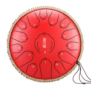 HANDPAN TWL15-12RED LOTUS DRUM HLURU ROUGE 15 NOTES 12&Prime; ACIER AU CARBONE