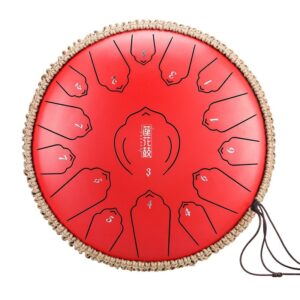 HANDPAN TWL15-14RED LOTUS DRUM HLURU ROUGE 15 NOTES 14&Prime; ACIER AU CARBONE