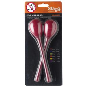 MARACAS OEUF PLASTIQUE EGG-MAL/RD STAGG 20G ROUGE LA PAIRE LONG
