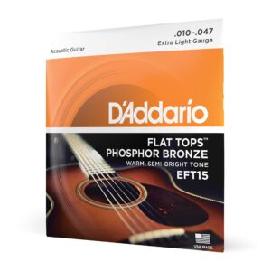 JC FOLK EFT15 D&rsquo;ADDARIO Extra Light 10-47 Phosphor Bronze Flat Tops