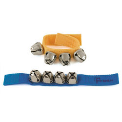 BRACELETS 4 GRELOTS POIGNETS BLEU/JAUNE VELCRO (LA PAIRE) FUZEAU