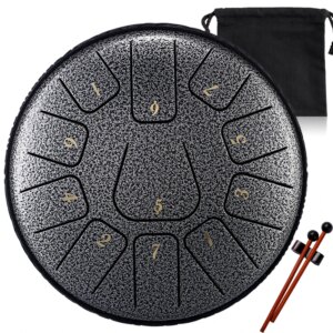 HANDPAN THF11-6METEORITE LOTUS DRUM METEORITE HLURU 11 NOTES 6&Prime; ACIER AU CARBONE