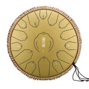 HANDPAN TWL15-12GOLDEN LOTUS DRUM HLURU GOLDEN 15 NOTES 12&Prime; ACIER AU CARBONE