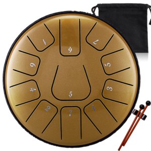 HANDPAN THF11-6BRONZE LOTUS DRUM BRONZE HLURU 11 NOTES 6&Prime; ACIER AU CARBONE