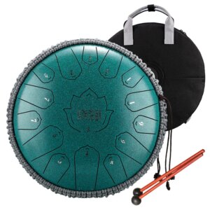 HANDPAN TWH15-12MALACHITE LOTUS DRUM HLURU MALACHITE 15 NOTES 12&Prime; ACIER AU CARBONE