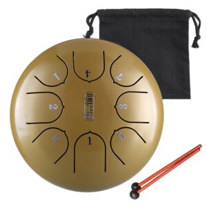 HANDPAN THC8-6GOLDEN DRUM HLURU 8 NOTES 6&Prime; ACIER AU CARBONE