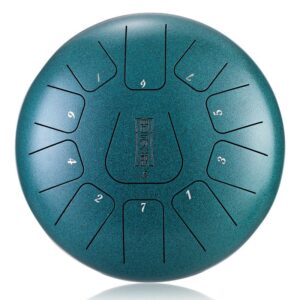 HANDPAN THF11-10MALACHITE LOTUS DRUM MALACHITE HLURU 11 NOTES 10&Prime; ACIER AU CARBONE