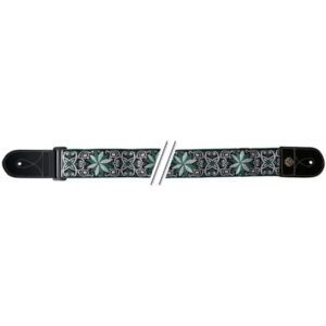 SANGLE GTR 531067 GEWA MOTIF FLEUR VERT BLANC 50mm JACQUARD TISSE