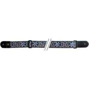 SANGLE GTR 531068 GEWA MOTIF FLEUR BLEU BLANC 50mm JACQUARD TISSE