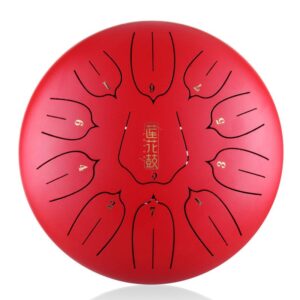 HANDPAN THL11-10RED LOTUS HLURU 11 NOTES 10&Prime; ROUGE ACIER AU CARBONE