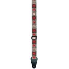 SANGLE GTR 531065 GEWA MOTIF MOSAIQUE ROUGE 50mm JACQUARD TISSE LONGUEUR REGLABLE