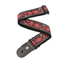 SANGLE GTR 531066 GEWA MOTIF FLEUR ROUGE BLANC 50mm JACQUARD TISSE