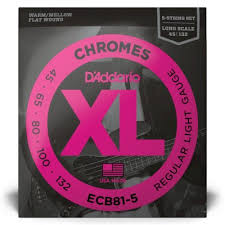 JC BASSE CHROME FILE PLAT 5 CORDES 45-65-80-1 D&rsquo;ADDARIO ECB81-5