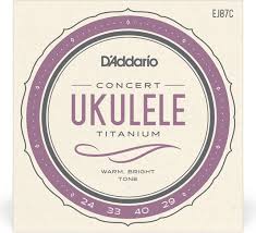JC UKULELE TITANIUM CONCERT EJ87C 25-33-40-29 D&rsquo;ADDARIO PROARTE