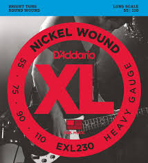 JC BASSE 4 CORDES REGULAR HARD 055-110 XL FILE ROND NICKEL D&rsquo;ADDARIO EXL230
