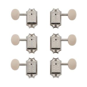 MECANIQUE ELECTRIQUE PMMH-060 GIBSON BLANC Deluxe White Button Tuner Set, Vintage Nickel